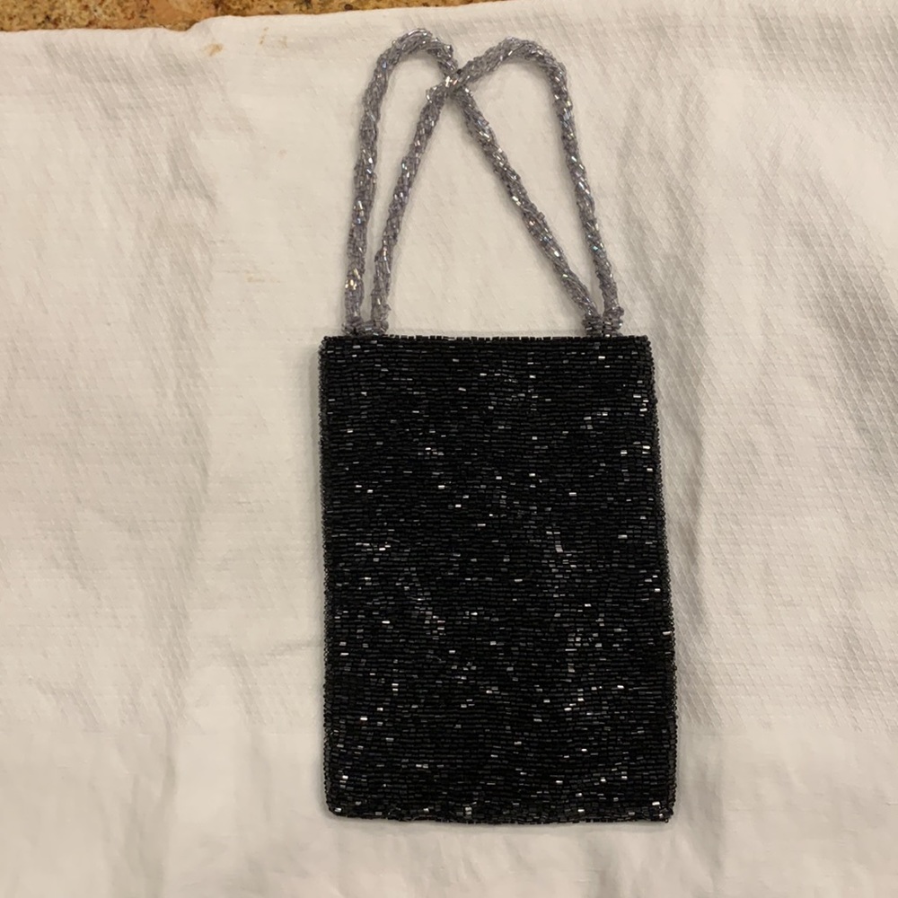 Beaded small colorful Mandela polka dot evening bag with double handle - Picture 3 of 8